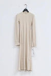mame kurogouchi crew neck open back rib knit dress MM22SS JS026 beige